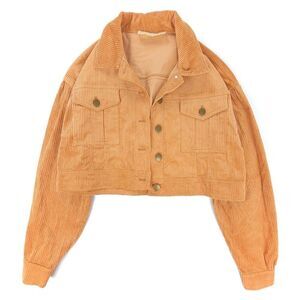 NEW Jens Pirate Booty Yin Yang Cropped Corduroy Shirt Jacket Shacket Mustard 90s